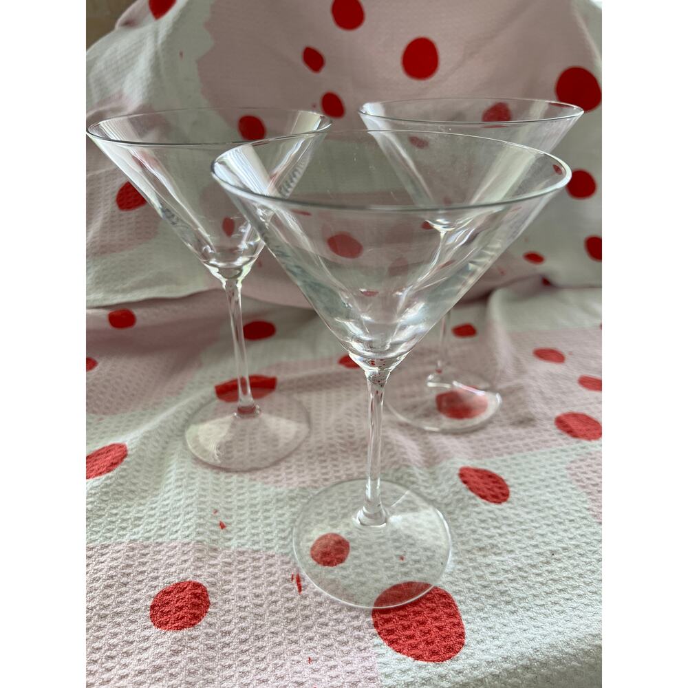 Vintage (3) Martini Glasses 8oz